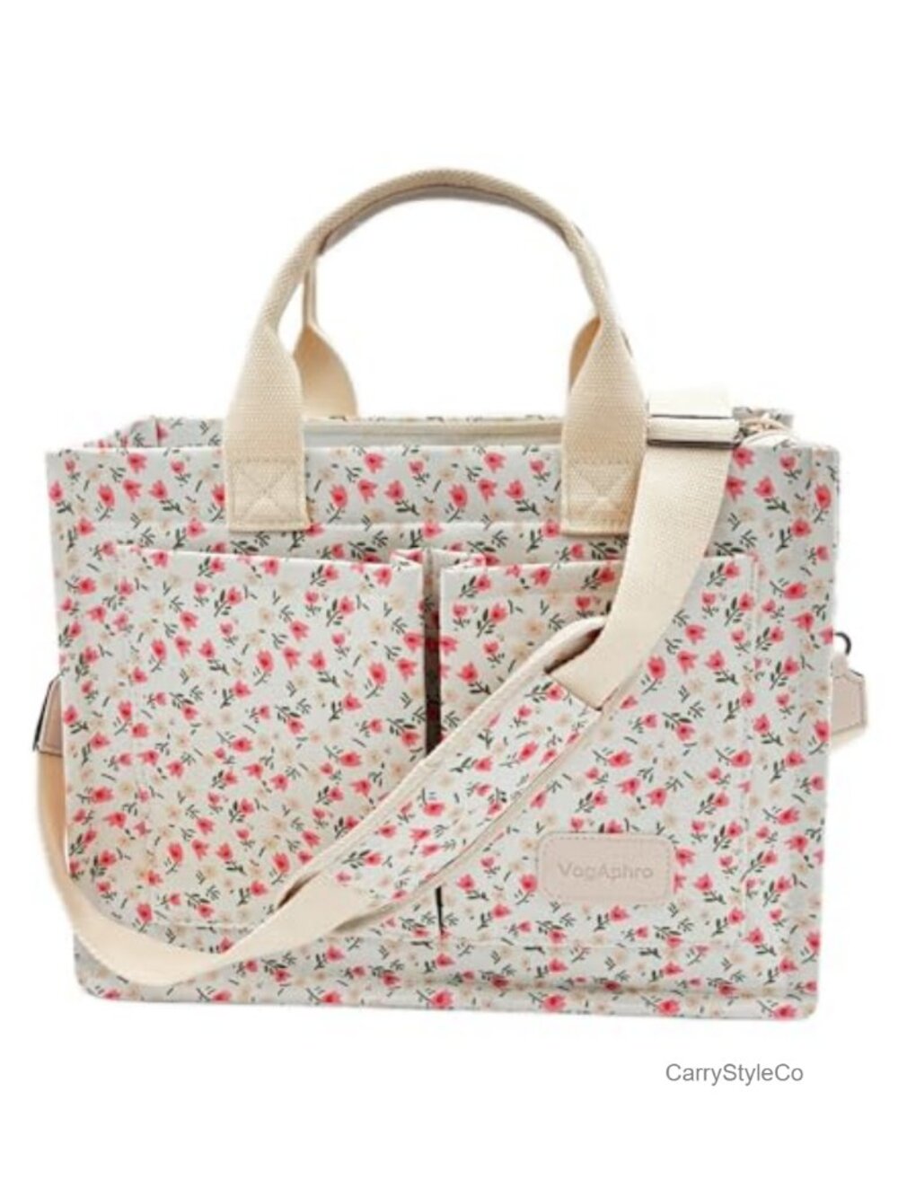 Large Canvas Tote Bag for Women Multi Pocket Laptop Work Travel Crossbody